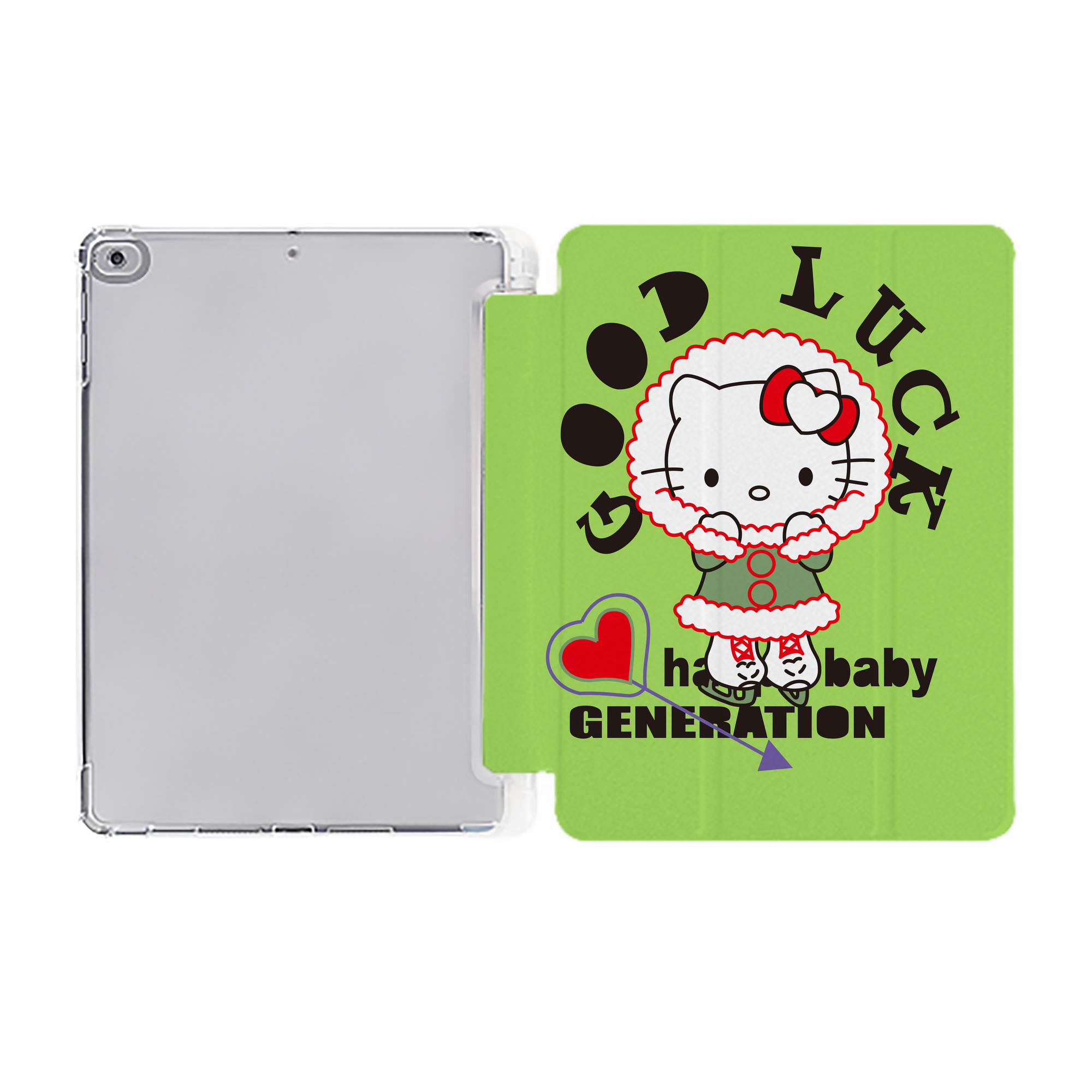 （画像用） Hello Kitty ハローキティ IPad ケース ペン収納付き 三つ折りスタンド PUレザー×シリコン 対応機種9.5/10.5/10.9インチ